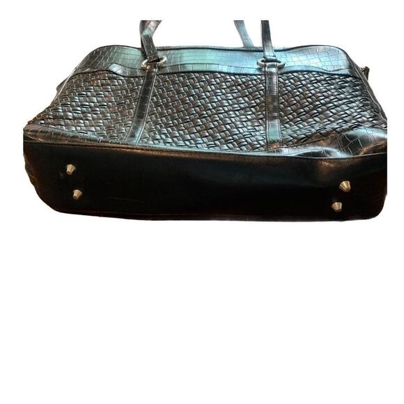 COLDWATER CREEK Women's Black Faux Leather Laptop Bag Tote Black - Picture 2 of 9